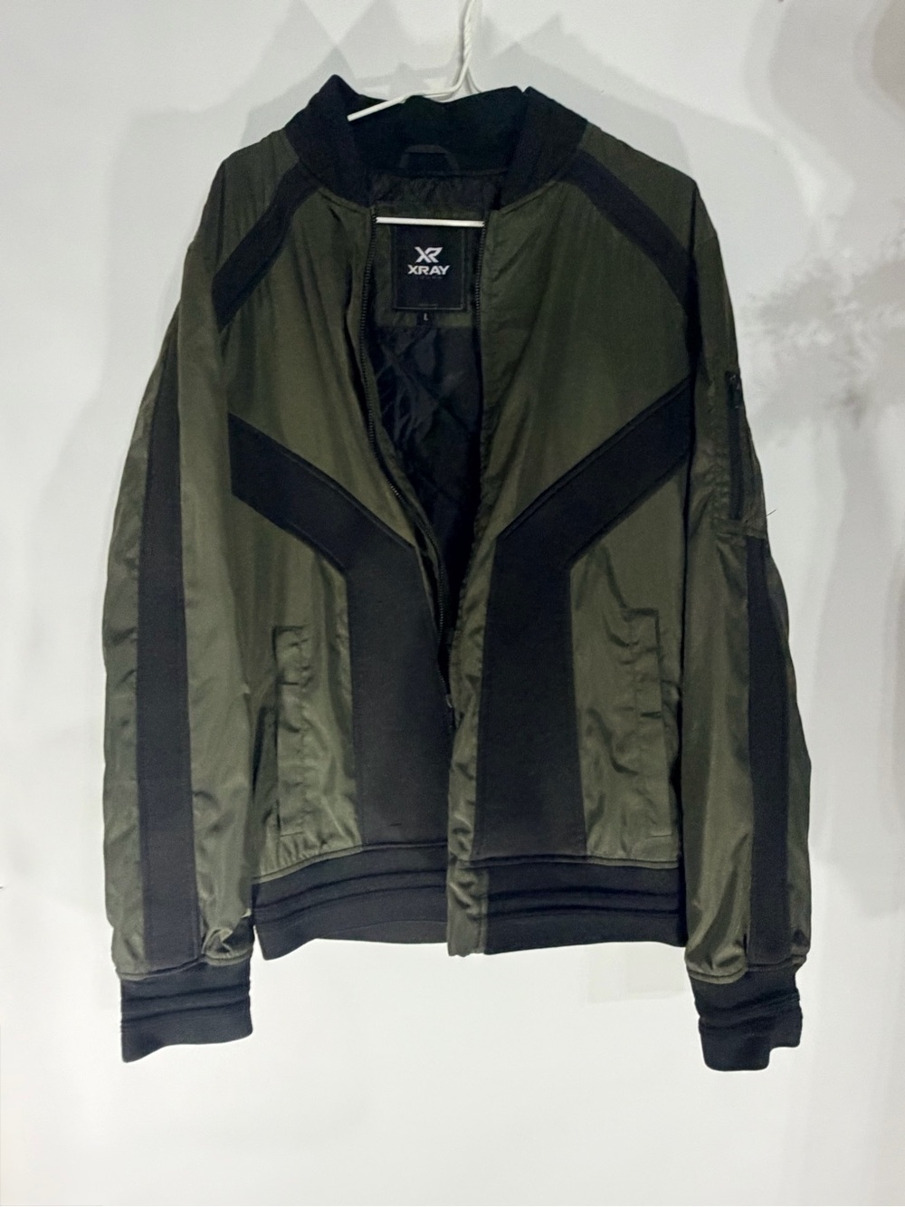 Xray Men's Olive Bomber Jacket with Black Panels